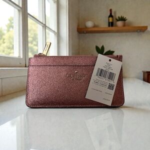 Kate Spade Pink large glitter slim cardholder - New in box